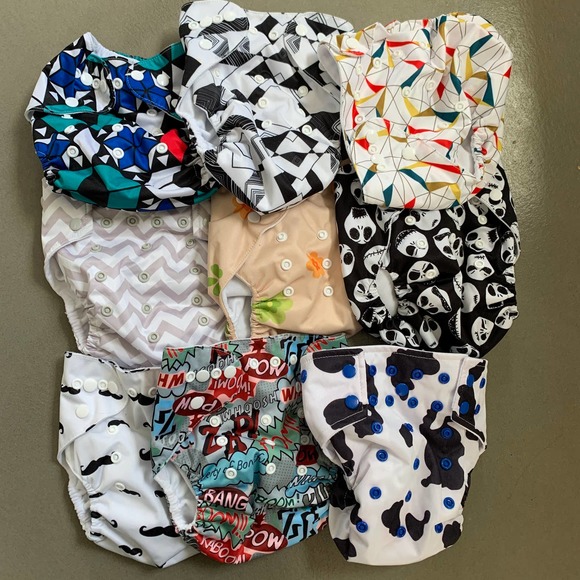 alvababy Other - Set of 9 ALVABABY Alva Baby One Size Positioning Printed Pocket Cloth Diapers